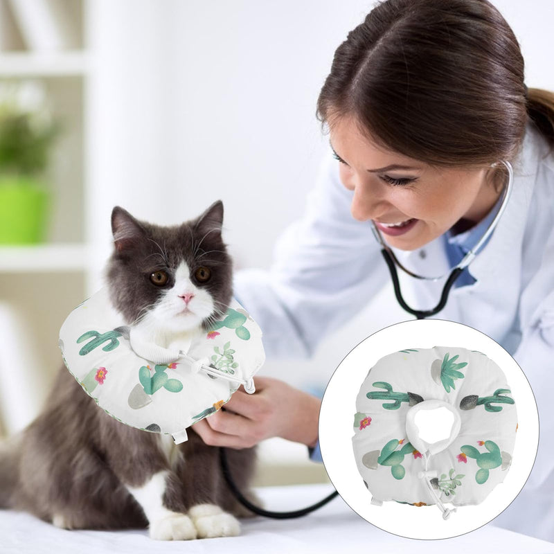 Veemoon Wound Healing Collar for Cats, Surgical Protective Collar, Adjustable with Drawstring, Green, for Kittens, Postoperative Recovery, Licking Protection, Pet Accessory