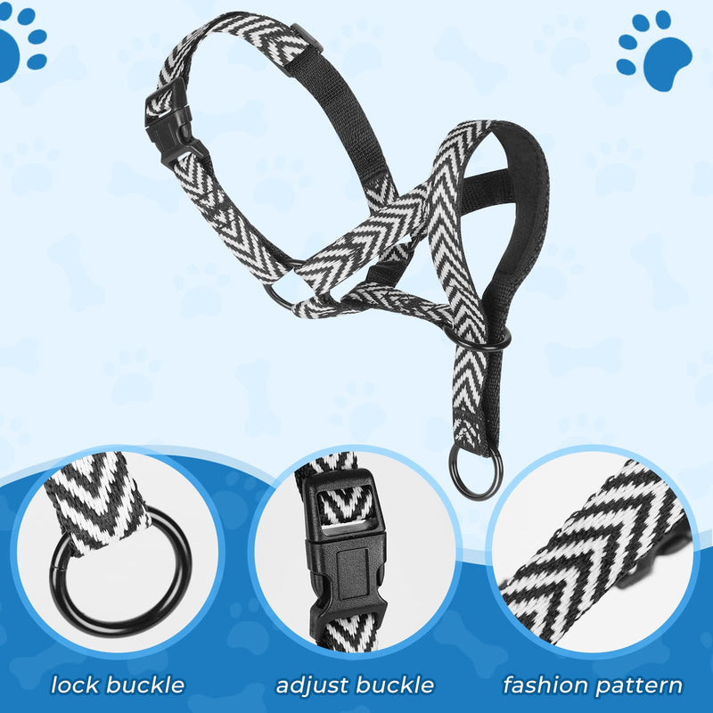 Gentle Dog Head Collar, Breathable No Pull Padded Halter Prevents Pulling, Adjustable Nose Leash with Stripes for Small Medium Large Dogs(L) L Arrow - PawsPlanet Australia