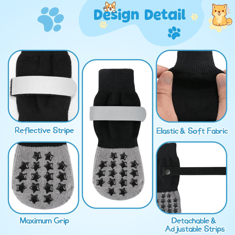 Dog Paw Protectors Socks for Hot & Cold Pavement, Anti Slip Dog Shoes with Maximum Grip to Prevent Licking Paws, Slipping, Paw Protector Boots for Small Medium Large Senior Dogs (Black Star, M) - PawsPlanet Australia