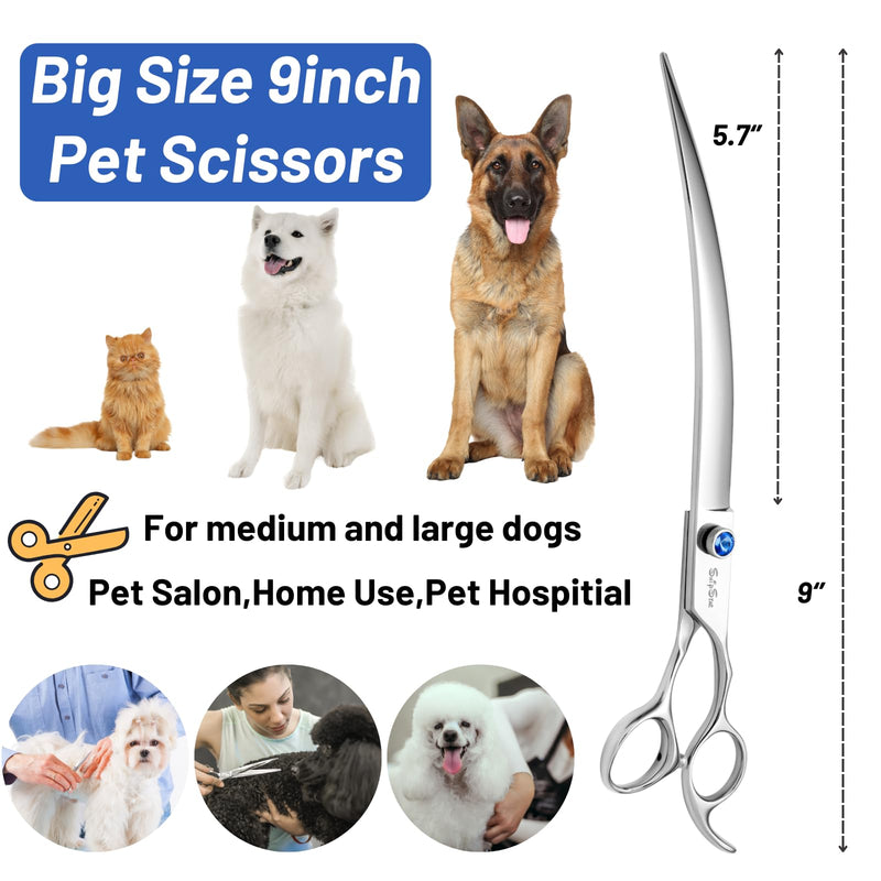 9 inch Curved Dog Grooming Scissors,30 Degree Bend,Sharp Grooming Cutting Scissors,VG10 Steel Pet Shears,Ergonomic Trimming Scissors,for Medium Large Dog Cat,Professional Groomer and Home Use 9 inch - PawsPlanet Australia
