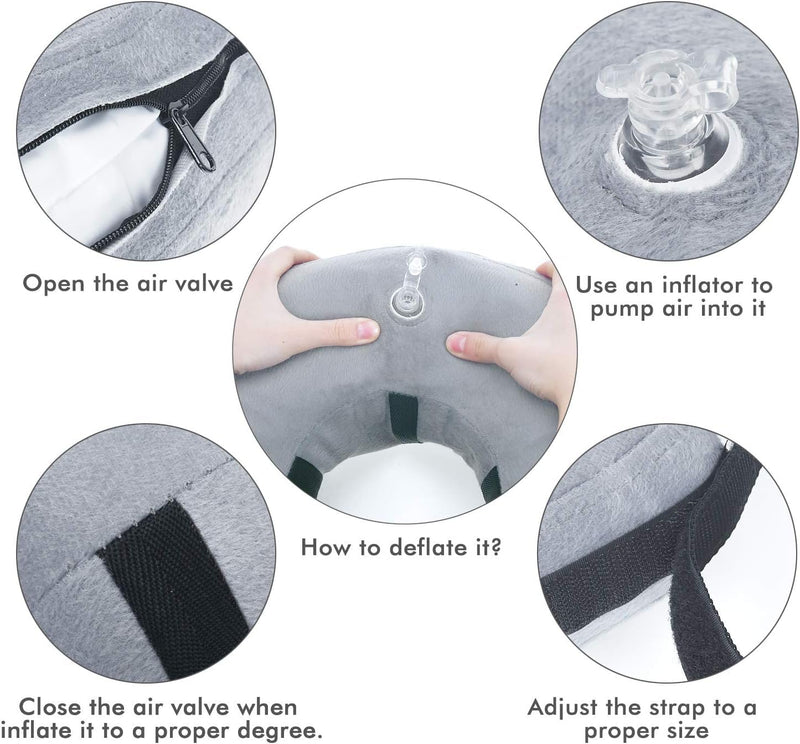 Protective Inflatable Collar for Dogs and Cats - Soft Pet Recovery Collar Does Not Block Vision E-Collar, Soft Protective Cone for Dogs After Surgery (Gray, [Neck:10"-14"] Medium) Gray - PawsPlanet Australia