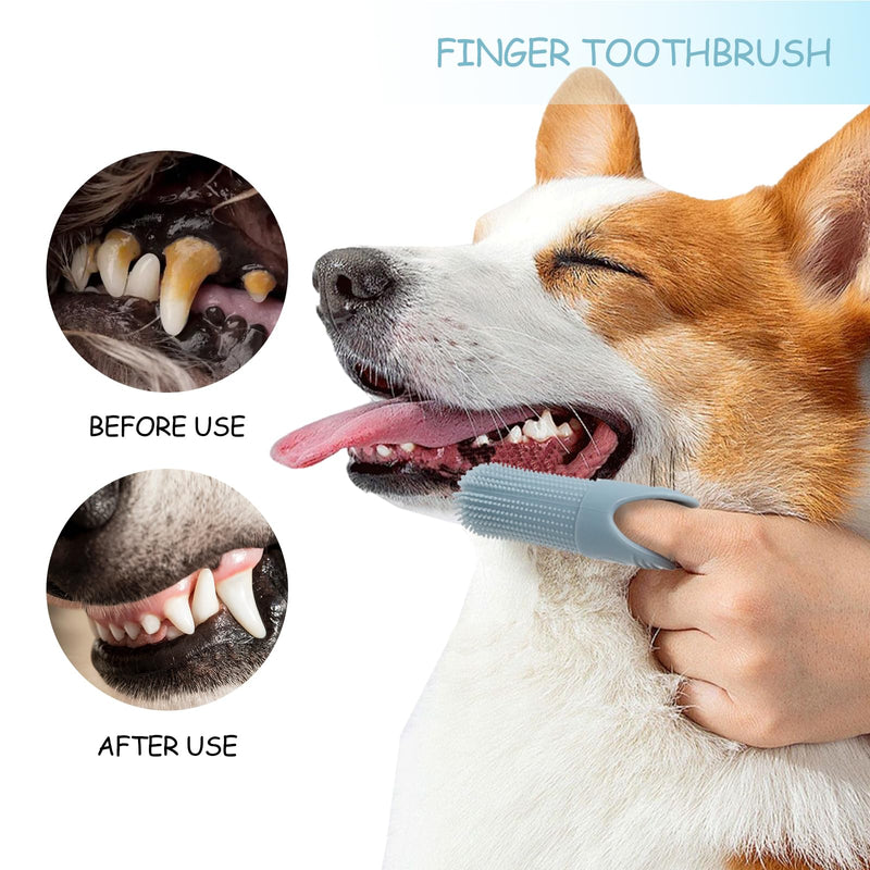 VOSSOT Pack of 4 Dog Toothbrush, Fingerling, Silicone Finger Toothbrush, Dog Finger Cots Dog Dental Care, Soft Toothbrush for Dogs & Cats, for Teeth Cleaning, Dental Care & Teeth Cleaning