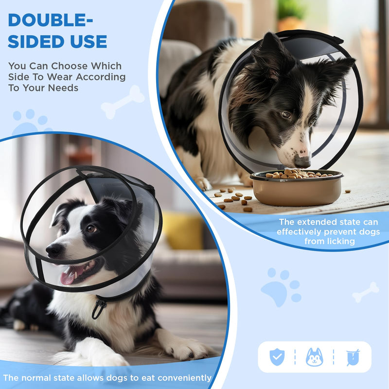 BONTHEE Dog Cone Collar for Surgery Recovery,Adjustable Transparent Pet Recovery Collar for Large Medium Small Dogs & Cats, Protective Elizabethan E-Collar for Wound Healing, Anti-Lick & Bite-S S