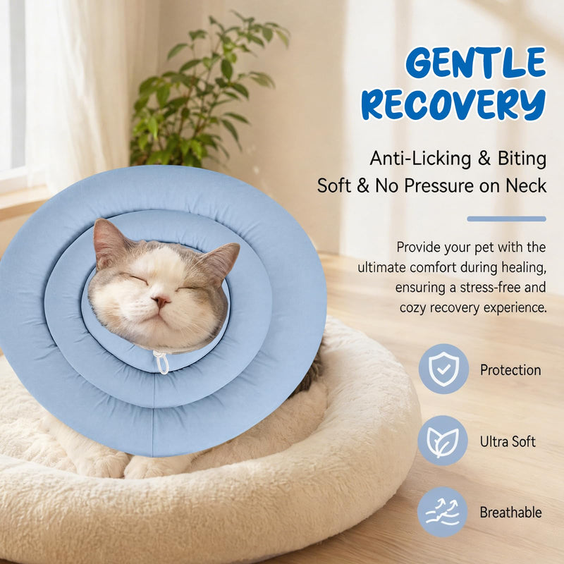 Soft Dog Neck Brace for Neck & Upper Body Wounds, Soft Padded Neck Collar, Waterproof Dog Collar with Leak Protection and Drawstring, Post-Surgery Dog Collar, Dusty Blue (XL)