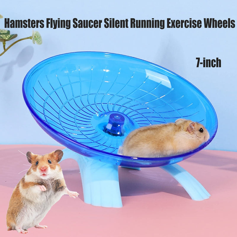 Hamiledyi Hamsters Flying Saucer Silent Running Exercise Wheels 10 Pcs Wooden Rainbow Gerbil House with Seesaw Small Animal Chew Toys for Teeth Care Molar Grass Cake Sweet Bamboo Snacks for Dwarf Mice - PawsPlanet Australia