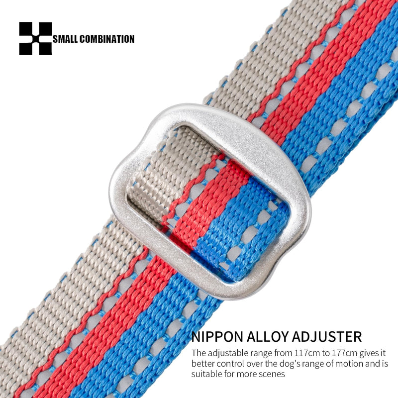 Reflective Dog Leash | Heavy-Duty Nylon Webbing & Aircraft Alloy Hooks | Adjustable (117-177cm) with Padded Handle | Yellow/Black/Blue/Aqua/Orange/Red (C/Blue, L/2.5CM) C/Blue - PawsPlanet Australia