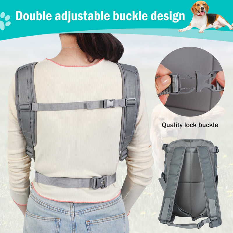Dog Carrier Backpack - Legs Out Front - Facing Pet Carrier Backpack for Small Medium Large Dogs, Airline Approved Handsa - Canvas Mesh Free Cat Travel Bag Grey New - PawsPlanet Australia
