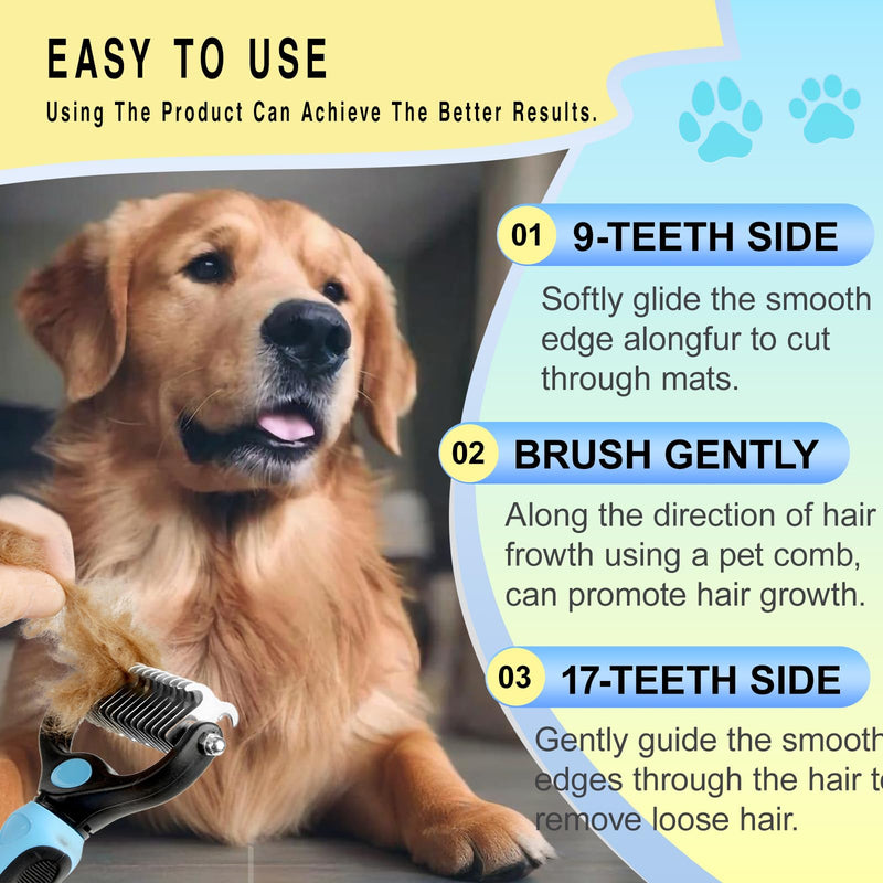 Dog Brush for Shedding 2-in-1 with Grooming Glove - Undercoat Rake & Shedding Tool for Long/Short Hair Dogs, Flea Comb & Hair Removal Brush for Gentle Massage (M) M - PawsPlanet Australia