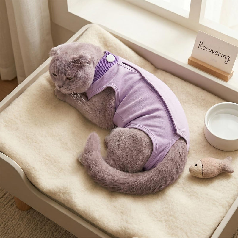 Cat Bodysuit After Surgery M Purple Recovery Suit Cat Bodysuit for Cat After Surgery and Castration, Cat Clothing Protective Suit Suitable for Recovery and Care