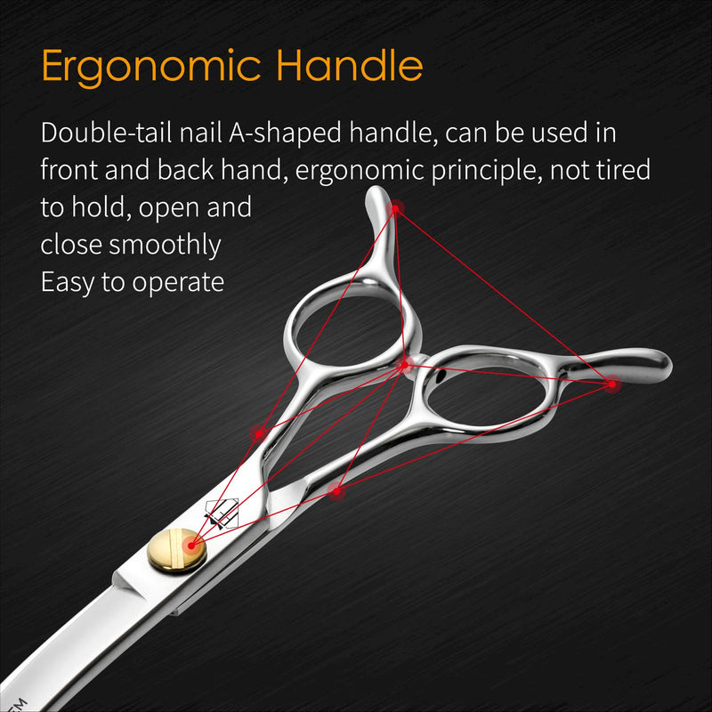 Dog Grooming Scissors: 7.5" Pet Shears Made Of Japanese VG10 Advanced Stainless Steel Professional Grooming Scissors for Dogs Cats and Other Pets Curved 7.5" - PawsPlanet Australia