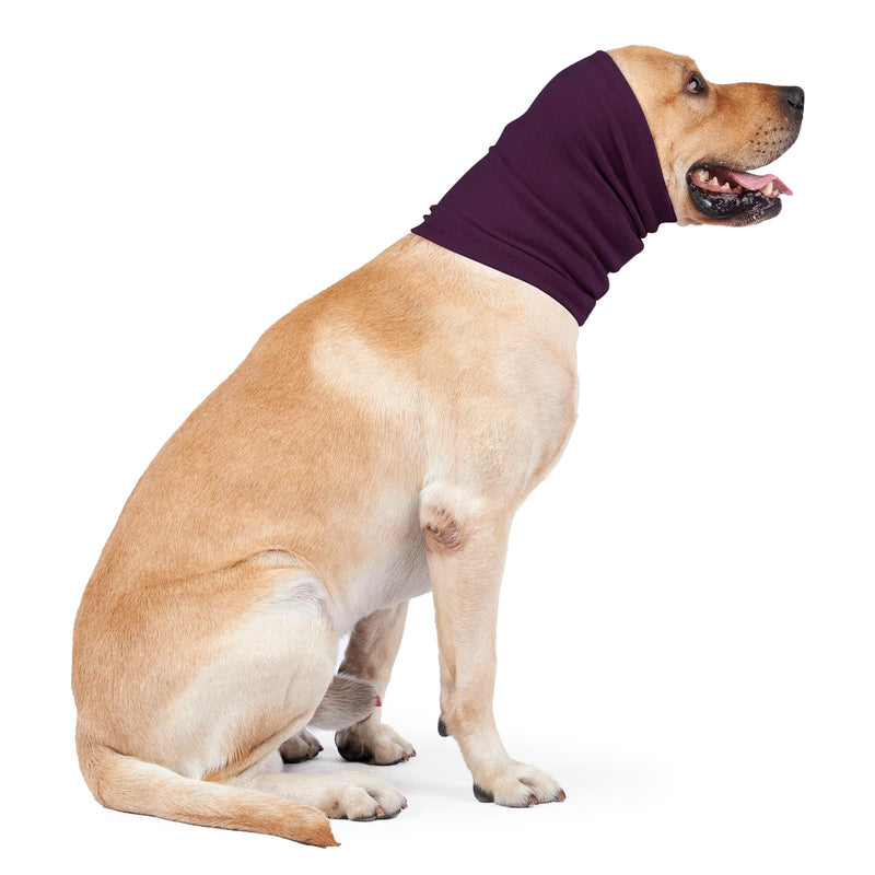 Calming Dog Ear Covers for Noise Protection - Headband for Anxiety Relief, Noise Canceling for Fireworks, Thunderstorms - Grooming Aid (Purple, L) Purple