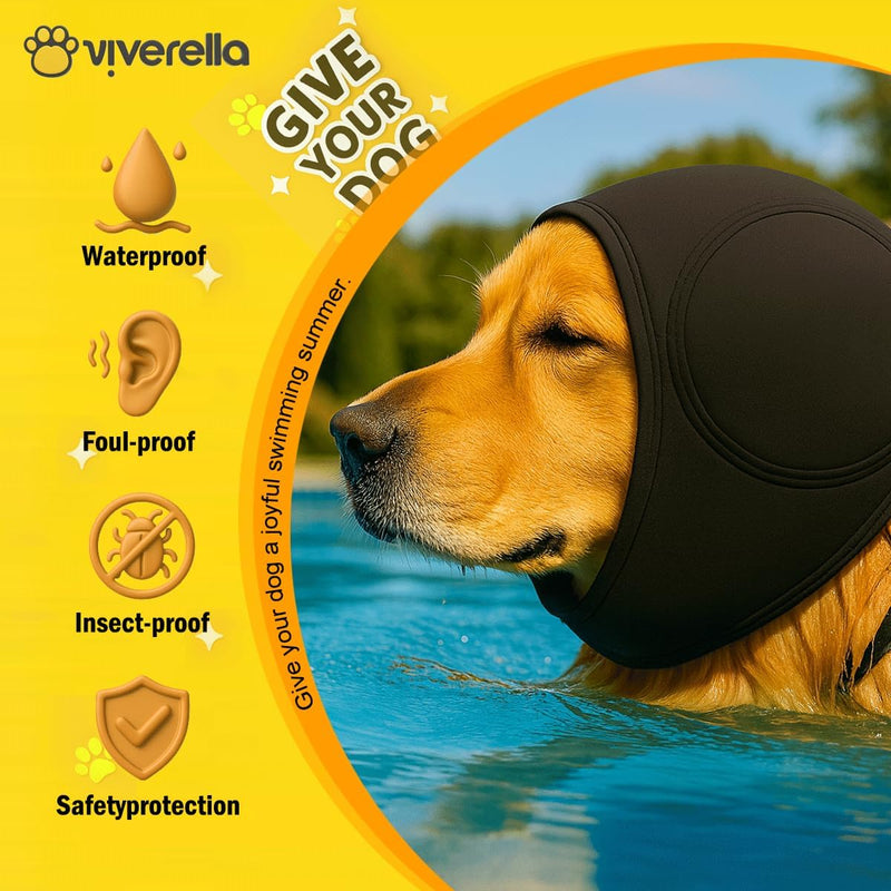 Dog Ear wrap Calming Hoodie Ear Wraps, Comfortable Quiet Ears Cover Muffs Plug Waterproof & Adjustable Dog Head Wrap Bonnet for Noise Protection Firework Grooming Bathing Anxiety Thunderstorms Medium