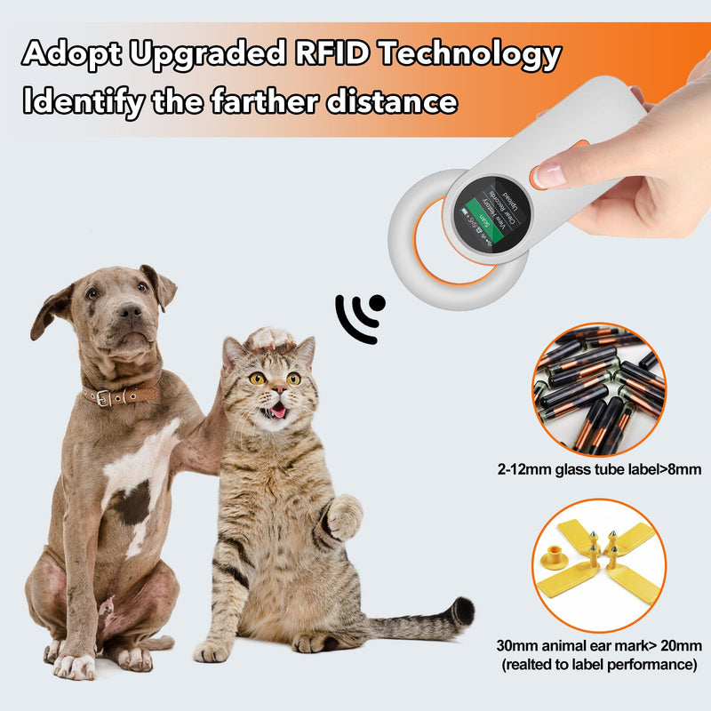 Pet Microchip Scanner Rechargeable RFID EMID Micro Chip Reader Scanner (2.4GHz Wireless+Bluetooth+USB) All in one 1.44” TFT Screen Display ISO11784 / ISO11785 / FDX-B and EMID for Animal/Pet/Dog/Cat DB - PawsPlanet Australia