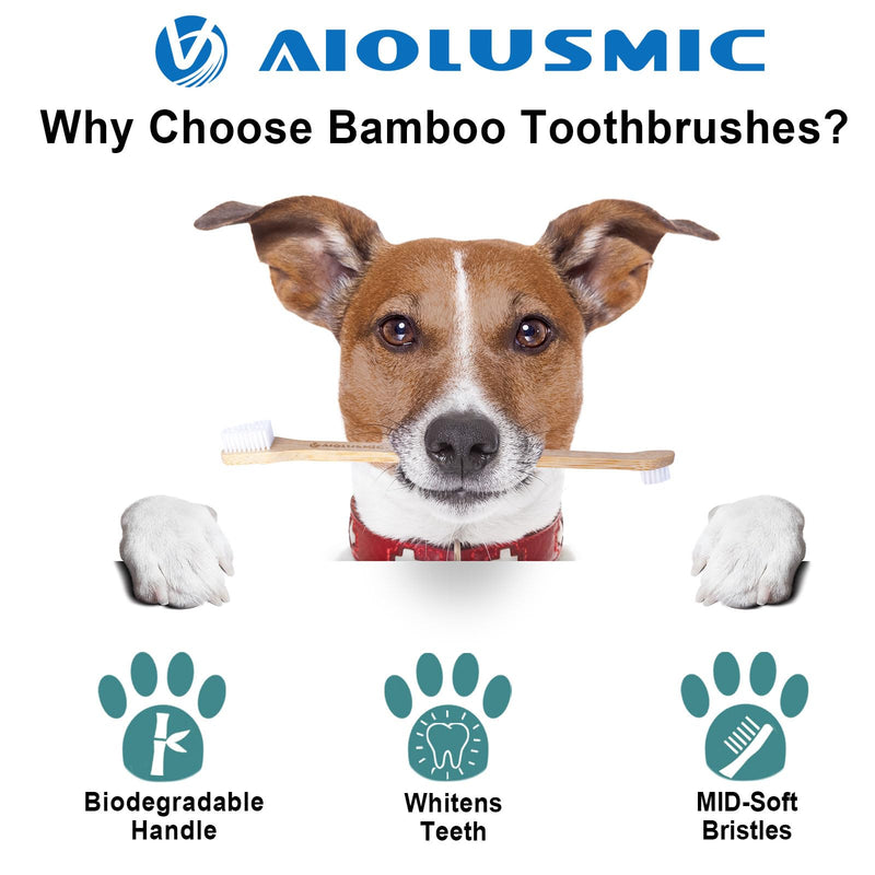 Bamboo Dog & Pet Toothbrushes, Two Sided Bamboo Toothbrush for Small and Large Dogs & Cats