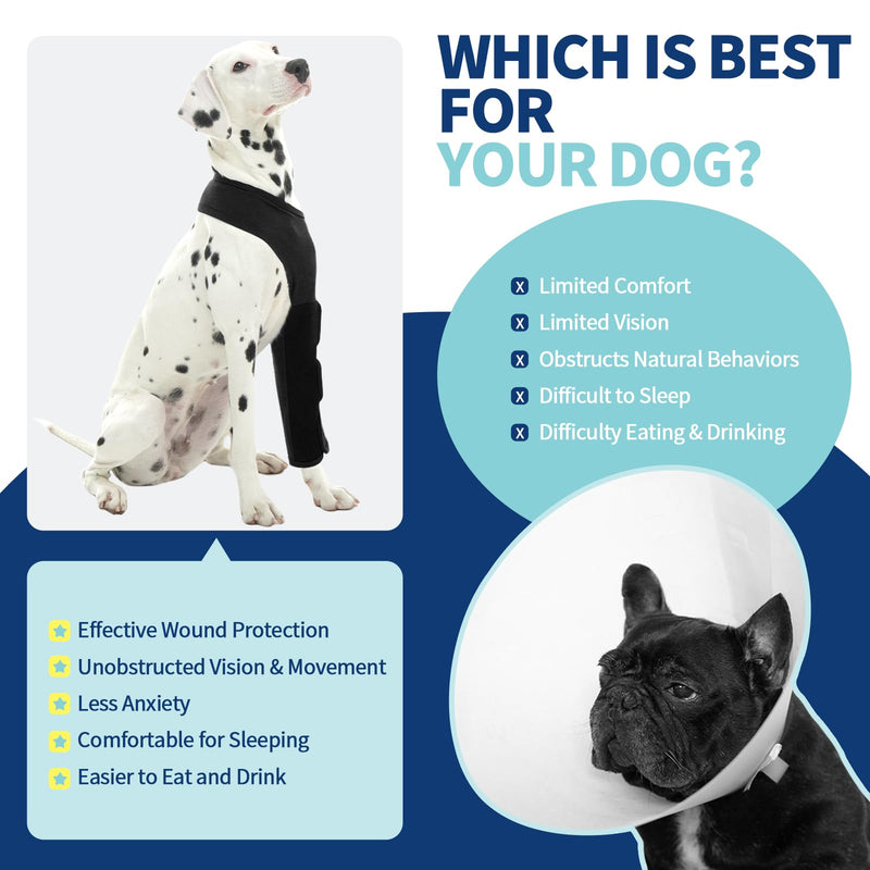 Dog Recovery Suit - Recovery Sleeve For Dog's Front Left Leg After Surgery, Breathable Stretchy Fabric, Prevents Licking And Biting, No Movement Limits - Black L Large