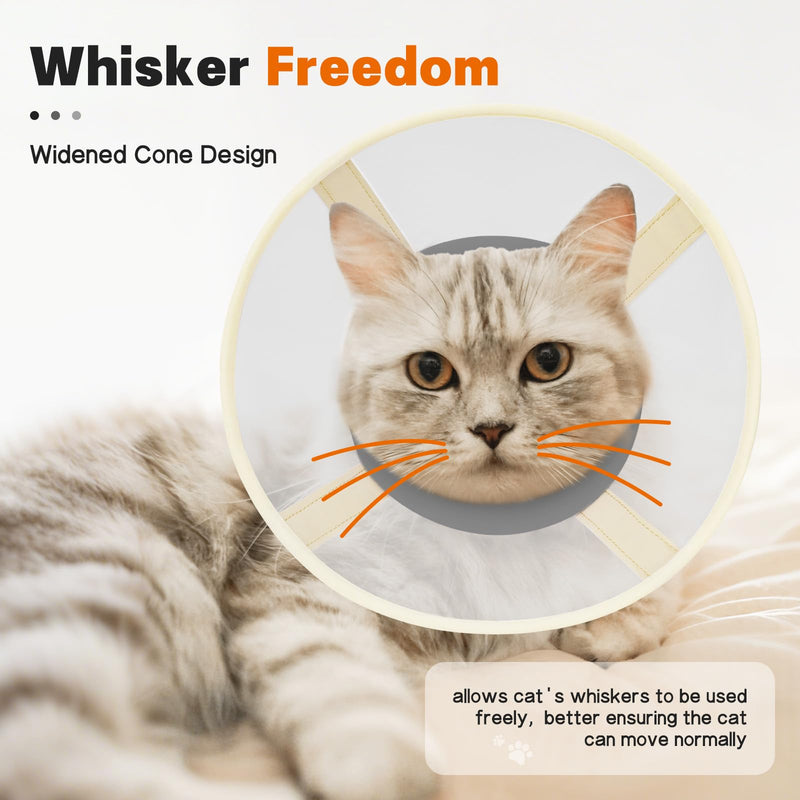 Cat Cone Collar Soft- Adjustable Comfortable Air Mesh Recovery Cone After Surgery to Stop Licking and Scratch, Alternative to Plastic Elizabethan Collar for Cat, Whiskers Freedom (Grey, XS) Grey