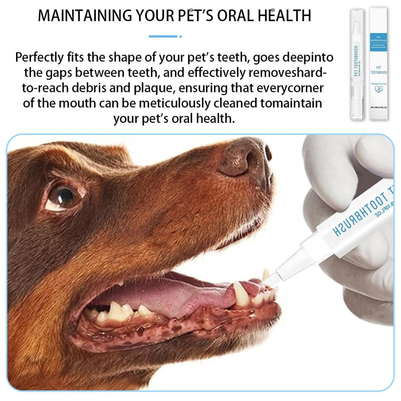 Pack of 2 Pet Toothbrush Pen, Stress Free Pet Tooth Cleaning Pen, Toothbrush Pen for Dogs Against Tartar & Plaque, Soft Bristles, Easy and Fast