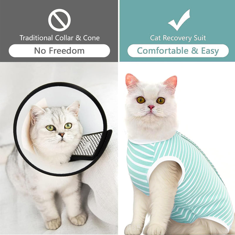 Cat Recovery Suit for Male and Female Surgical Post Surgery Soft Surgery Recovery Suit Onesie for Cats,E-Collar Alternative Anti-Licking Outfit Pet Surgical Recovery Pajama Suit M Green