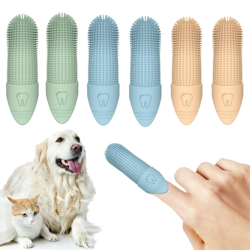 Pack of 6 Finger Cots Dog Dental Care, Cat Toothbrush, 360° Cleaning, Food Grade Silicone Dog Toothbrush, Dog Dental Care, Prevents Tartar & Inflammation, Teeth Cleaning