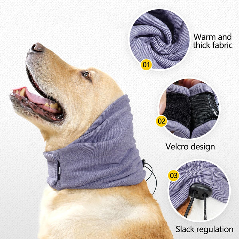 Dog Snood Ear Protectors Dog Ear Muffs Noise Protection Calming Hood Comfort Dog Winter Hat Neck and Ears Warmer Hood Calming Pet Ear Covers for Anxiety Relief and Calming(Dark Purple M) Dark Purple