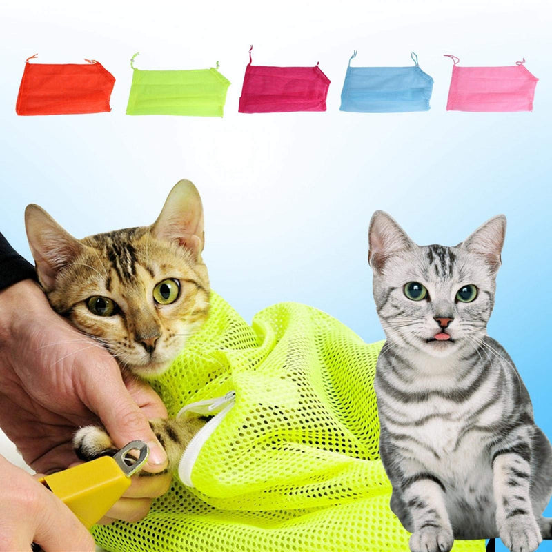 GLOGLOW Cat Bathing Bag, Pet Mesh Grooming Bathing Restraint BagMulti-Functional Adjustable Cat Shower Accessories for Nail Trim Examining Ear Clean Injecting blue - PawsPlanet Australia