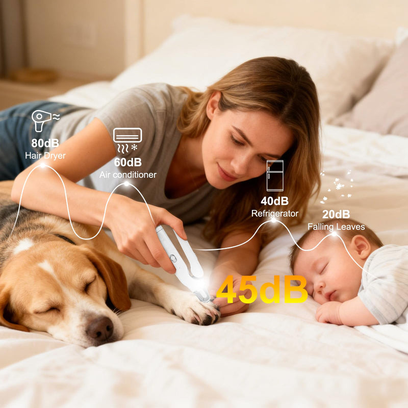 2-in-1 Dog Nail Grinder & Cat Nail Clippers Trimmers for Large Medium Small Dogs Cats Claw Trimmer Quick Sensor with 2 LED Lights Safety Guard USB Rechargeable Dogs Nail Trimmer (White) White - PawsPlanet Australia