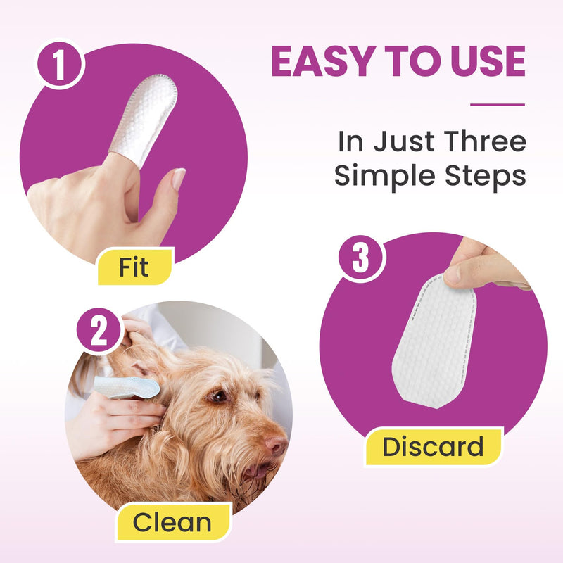 Pet Ear Cleaning Finger Wipes for Dogs & Cats - Dog Ear Cleaner with Aloe, Coconut Oil & Ginseng - Finger Dog Ear Wipes to Relieve Ear Itching, Infections, Wax & Smelly Ears - 50 Ct - Coconut Scent - PawsPlanet Australia