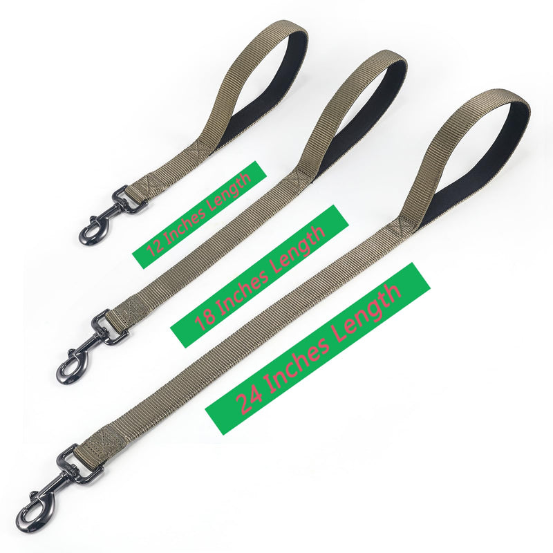 Advanced Short Dog Leash with Soft Padded Handle and Heavy-dutyClip & Nylon - 12 Inches Lead for Large and Medium Breed Dogs Daily Use. (Military Green, 12 Inches) Military Green - PawsPlanet Australia