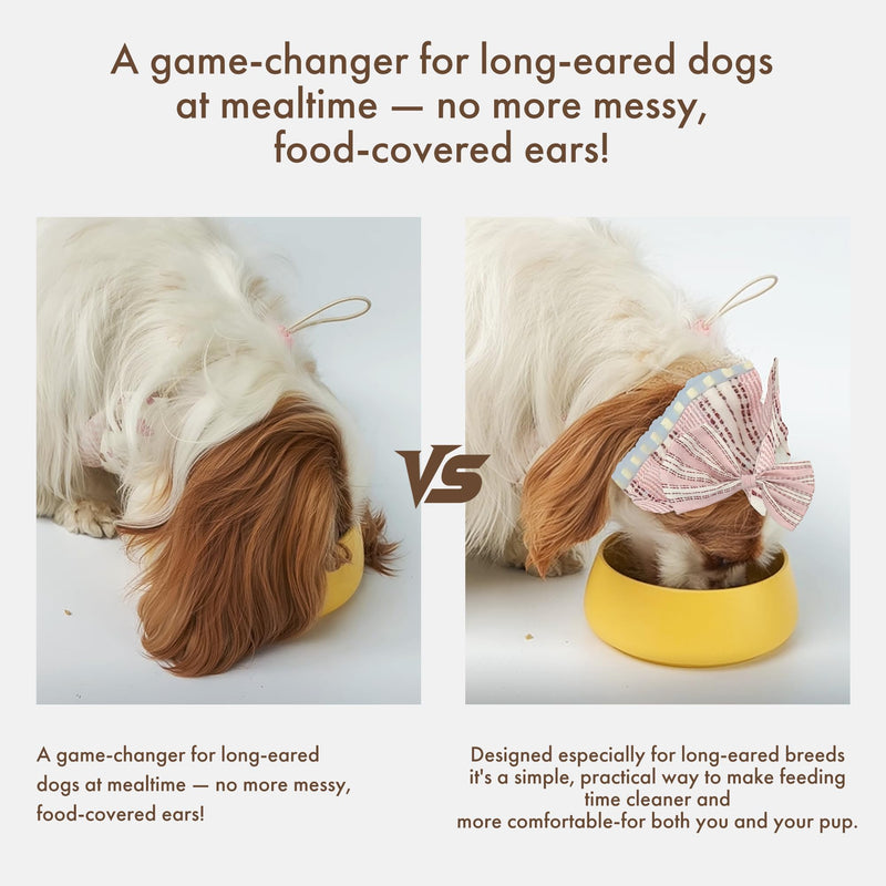 Soft Cotton Dog Headband for Cocker Spaniel, Cavalier, Springer - Adjustable Bow Pet Hair Accessory (Dog Bow Beige) - PawsPlanet Australia