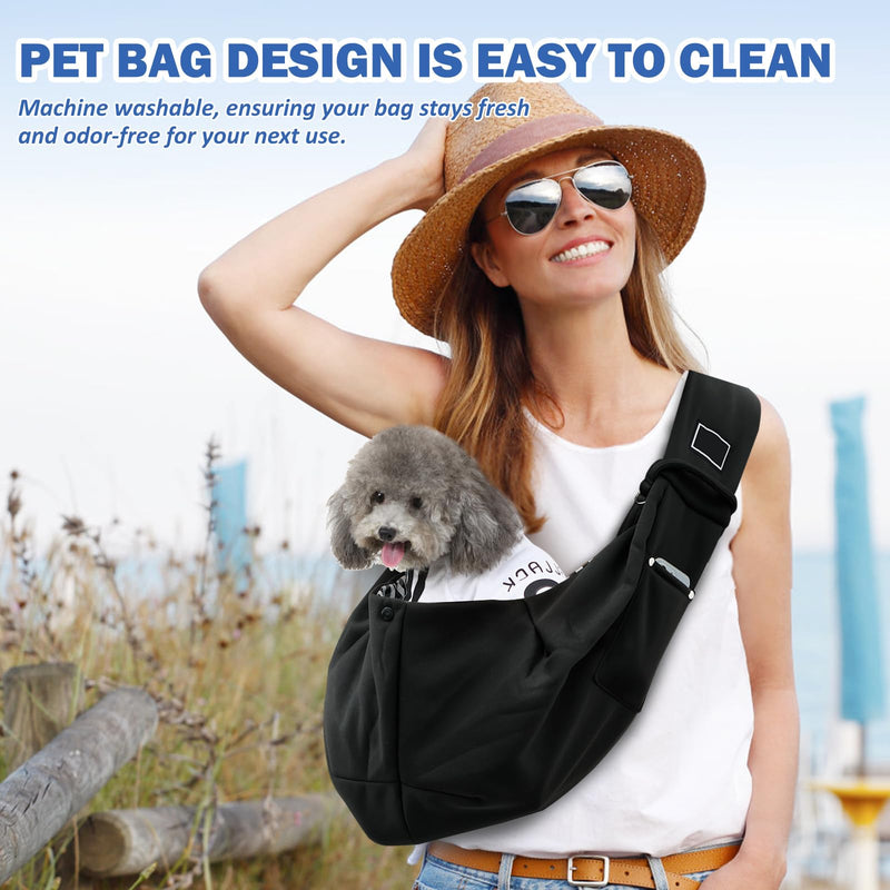 Dog and Cat Sling Carrier, Reversible Pet Papoose Bag, Adjustable Length Cat Sling Strap, Front Facing Dog Carrier Sling, Travel Safety Harness for Outdoor Travel Use - PawsPlanet Australia