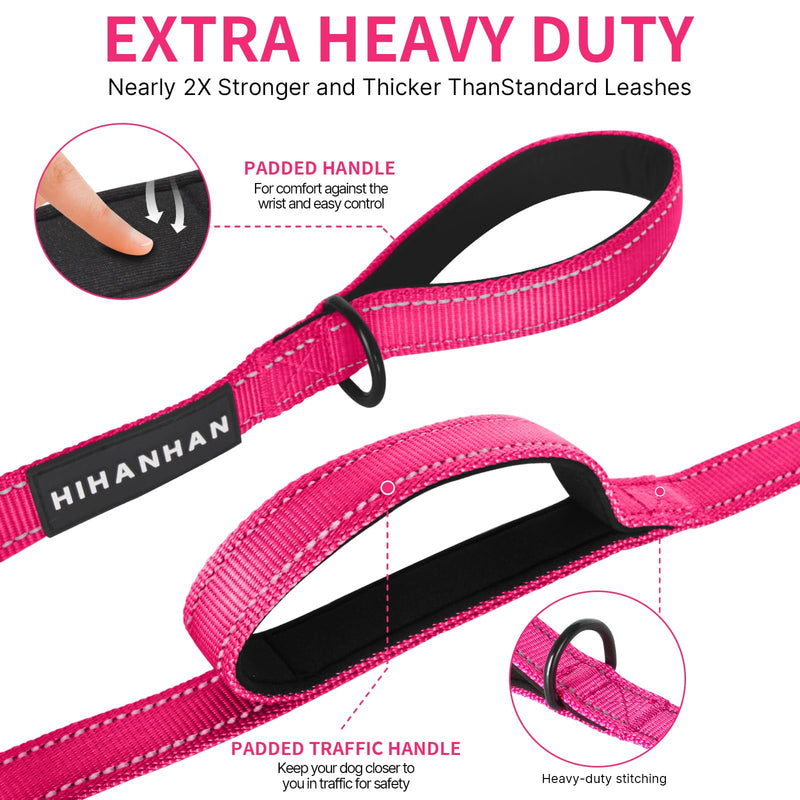 Reflective Dog Leash with Double Handle, Dog Leash 6 FT Long, Supports Medium and Large Dogs, Heavy Duty for Walking, Running, and Training, Rose Red 6 ft 2 Handle - PawsPlanet Australia