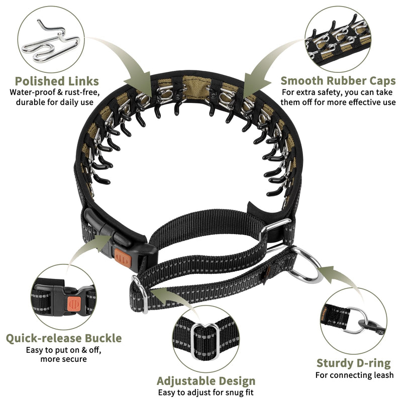 Mayerzon Martingale No Pull Collar for Medium Large Dogs German Shepherd Doberman Pitbull, Patented Anti Pull Correction Dog Collar for Walking Training, Reflective, Adjustable, Hidden(M/L, Black) Medium/Large,2.5mm,17.75-21"Neck - PawsPlanet Australia