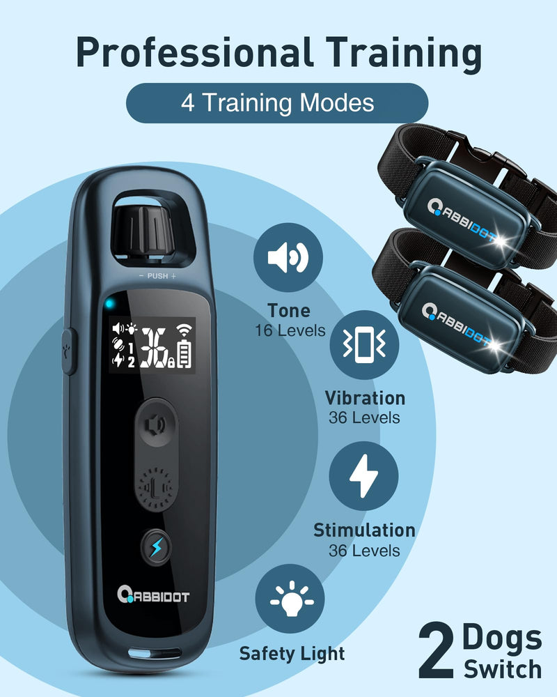 ABBIDOT Shock Collar for Dogs, 3300 FT Dog Training Collar with Remote, IPX7 Waterproof with 4 Training Modes, Rechargeable E-Collar for All Breeds (15-120 lbs) Ink Blue 1 Collar