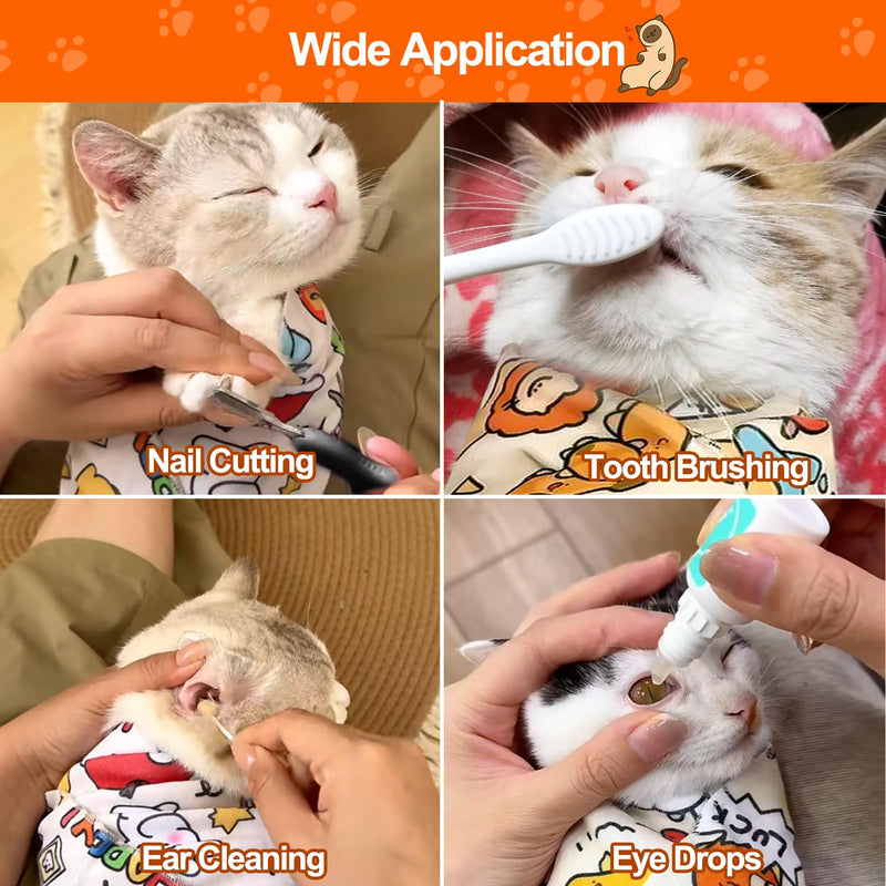 Cat Grooming Supplies - Cat Wrap for Cutting Nails with Cat Nail Clipper, Cat Restraint for Nail Clipping to Anti-Runaway/Scratch/Bitten, Cat Swaddle Wrap for Calming & Holding Cat (X Large) Animal X Large - PawsPlanet Australia