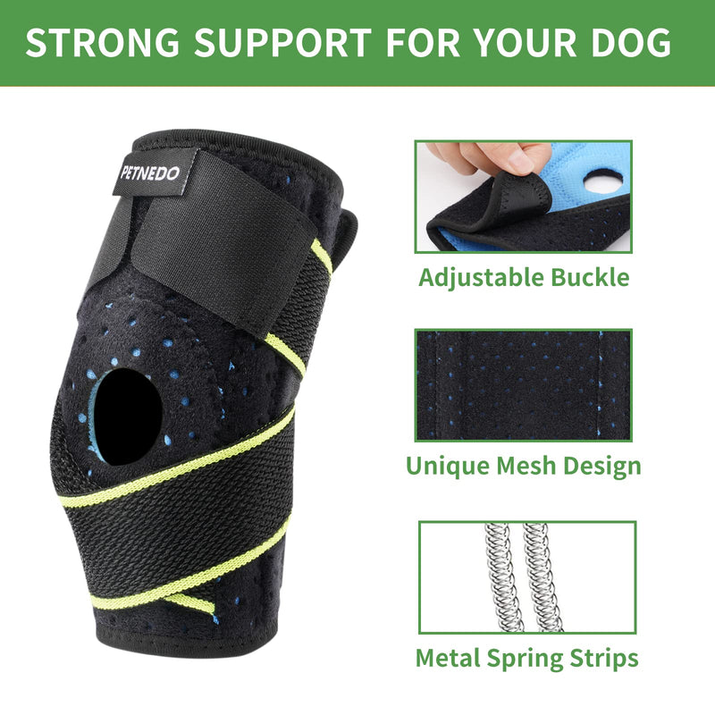 Dog Canine Rear Leg Hock Joint Brace, Pair of Dog Leg Double Compression Brace with Metal Spring Strips, Protects Hind Leg Wounds, Injuries and Sprains Helps Arthritis-M Medium - PawsPlanet Australia