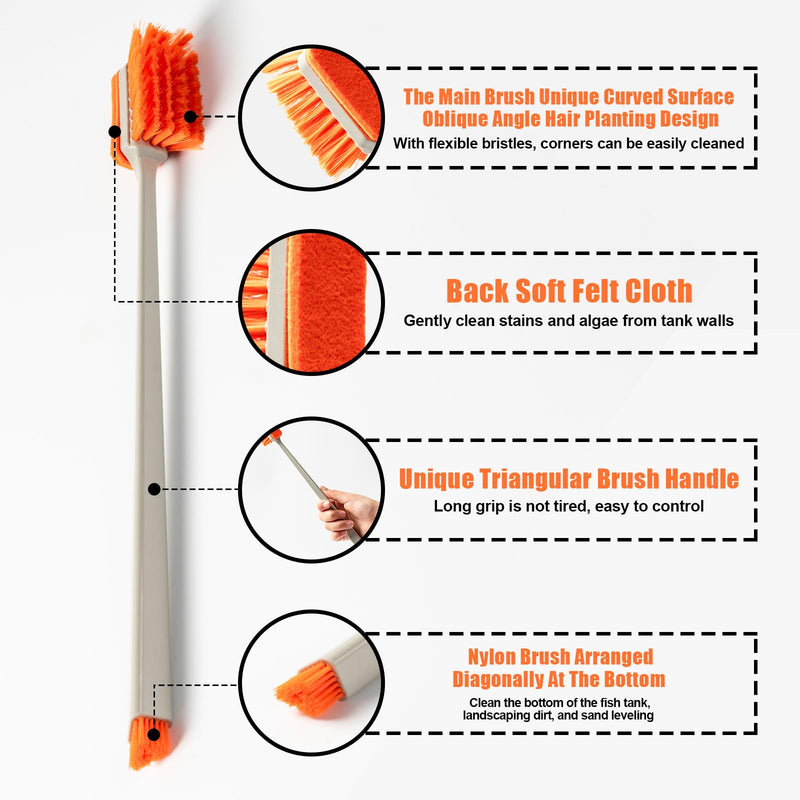 1pcs Small Aquarium Cleaning Tool, Algae Scraper for Fish Tank, Aquarium Brush, Fish Tank Cleaner Adapted for Glass and Acrylic Aquariums Orange - PawsPlanet Australia