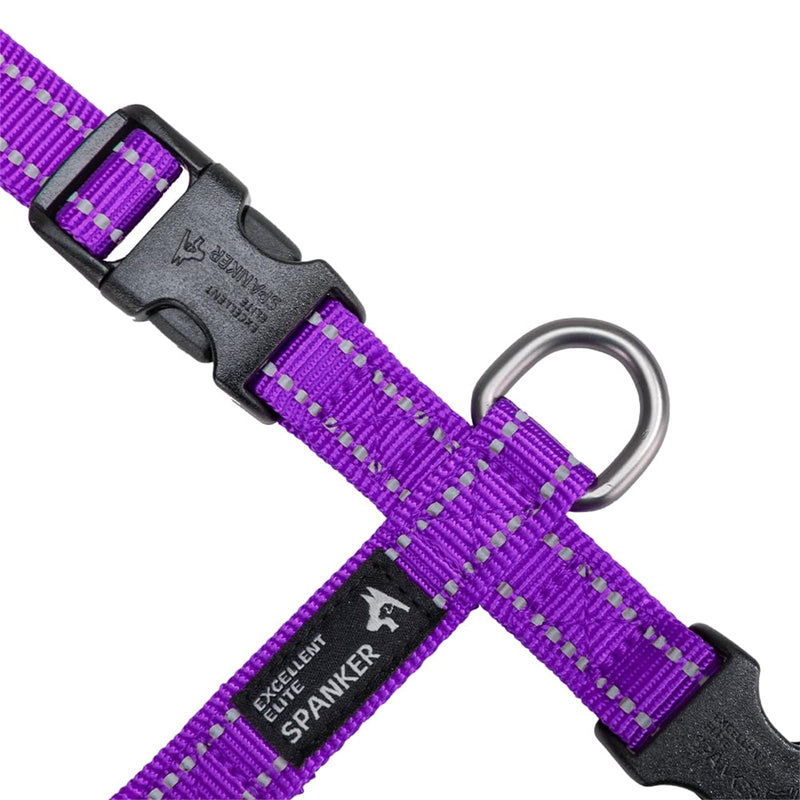 EXCELLENT ELITE SPANKER No Pull Dog Harness Reflective Nylon Vest L-Shaped Adjustable Easy Pet Harness for Small Medium Large Breeds Dogs Walking Training Black Red(Purple-M) Purple - PawsPlanet Australia