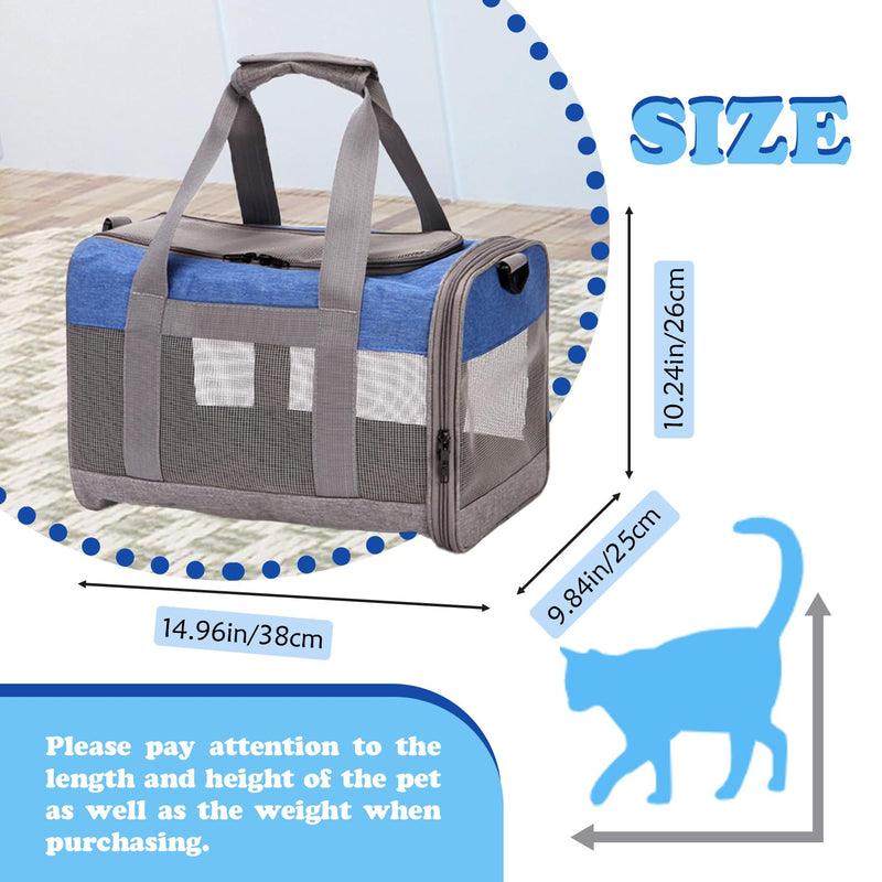 Soft Sided Pet Carrier for Cat,Airline Approved Cat Carriers Collapsible Portable Kitten Travel Crate Breathable Ventilated Grey Blue Puppy Carrying Bag Under to 12 Lb 【Grayblue】 - PawsPlanet Australia