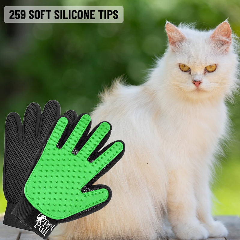 Pet Grooming Gloves with 259 Silicone Tips - Pet Hair Removal Tool Gentle Shedding Dog Washing Gloves - Deshedding Brush Hair Remover Mitts for Dogs & Cats for Long and Short Hair (Green) GREEN - PawsPlanet Australia