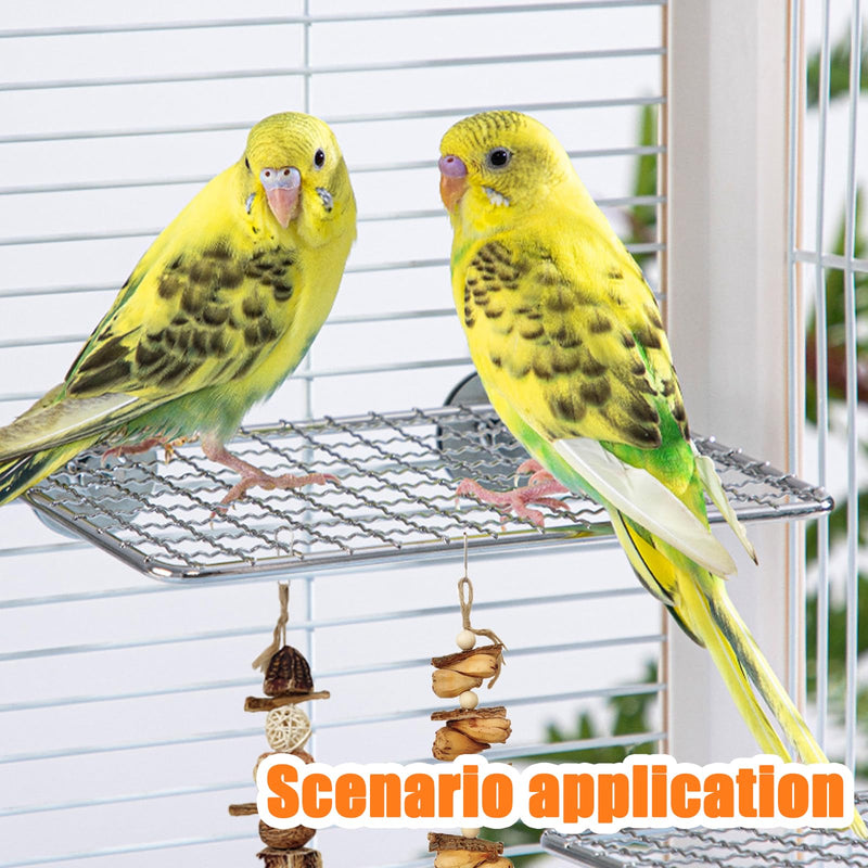 Bird Perches Platform,Stainless Steel Shelves for Bird Cage,Parrot Platform Perches for Birds-Safe Bird Shelf Stand for Cage Accessories,Suitable for Small to Large Birds(Rectangle) - PawsPlanet Australia