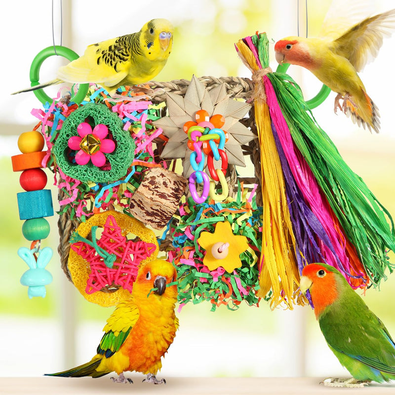 Bird Toys, Parakeet Toys Bird Foraging Toys Grass Mat Climbing Wall for Parakeet,Parrot,Cockatiel,Conure,Lovebird,Budgie Cage Small to Medium Birds (Warm Sun) Warm Sun - PawsPlanet Australia