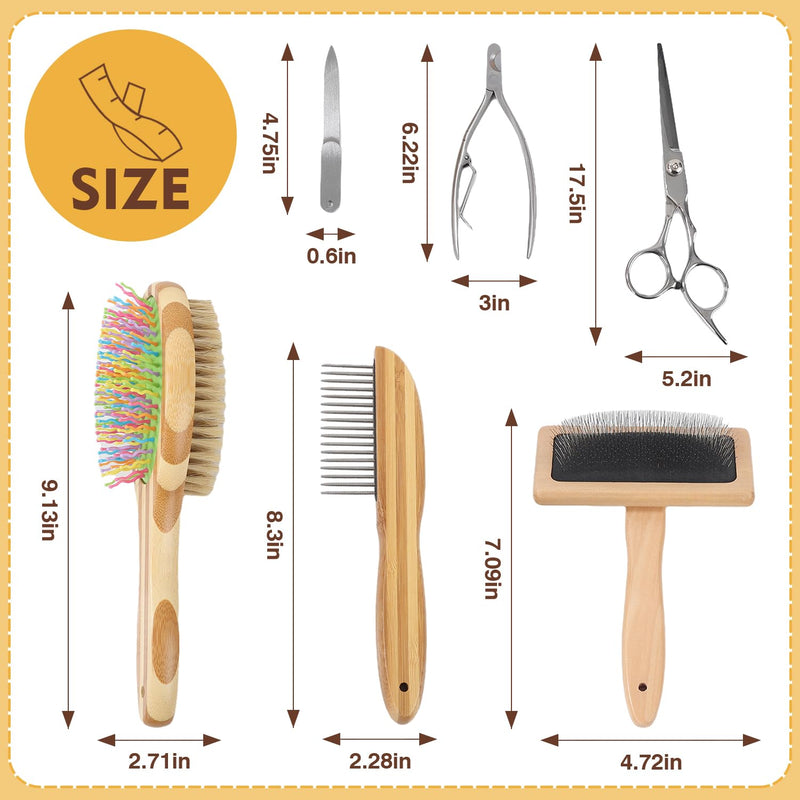 Dog Grooming Brush Kit,Deshedding Dog Brush for Shedding Short Hair Dogs with Pet Nail Clipper and File, Two Sided Pet Brushes for Dogs Removing Dirt & Loose Hair(7PCS) RAINBOW - PawsPlanet Australia