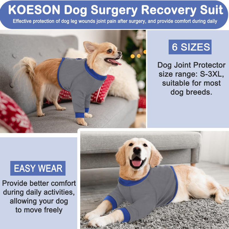 KOESON Dog Recovery Sleeve for Front Legs, Soft Dog Surgery Recovery Suit After Surgery Dog Elbow Protector, Adjustable Dog Leg Sleeve to Stop Licking for Leg Injuries Dog Cone Alternative Grey XL X-Large - PawsPlanet Australia