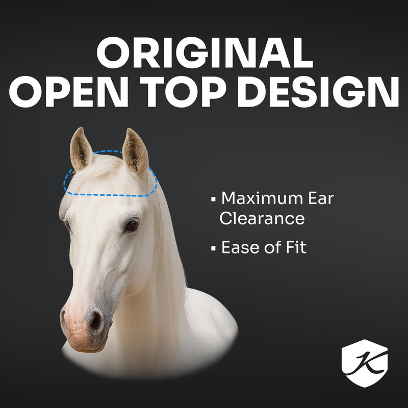 Kensington Signature Fly Mask with Removable Nose — Protects Horses Face and Nose from Biting Insects and UV Rays While Allowing Full Visibility — Ears and Forelock Able to Come Through The Mask XL (Large Horse) 181-Kentucky Blue