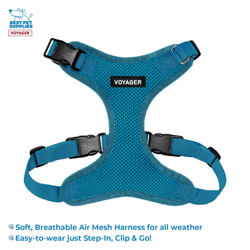Voyager Step-in Lock Dog Harness w Reflective Dog Leash Combo Set with Neoprene Handle 5ft - Supports Small, Medium and Large Breed Puppies/Cats by Best Pet Supplies - Turquoise, XS - PawsPlanet Australia