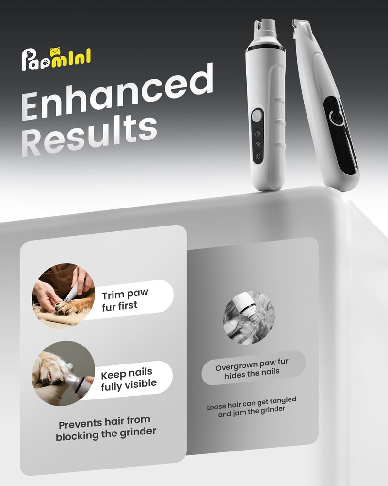 2 in 1 Dog Nail Grinder Quiet and Dog Paw Trimmer, Powerful Painless Electric Dog Nail Trimmers for Large Medium Small Dogs, Rechargeable Cordless Dog Hair Clippers for Paws, Ears, Eyes, Rump White - PawsPlanet Australia