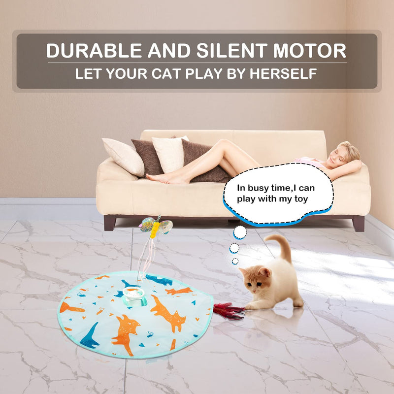 2-in-1 Rechargeable Motion Activated Interactive Cat Toys for Indoor Cats, Long Lifetime Motor Cat Chasing Toy for Exercise/Moving Butterfly/Feather Wand Kitten Toys 2-IN-1 Cat Butterfly/Feather Toy - PawsPlanet Australia
