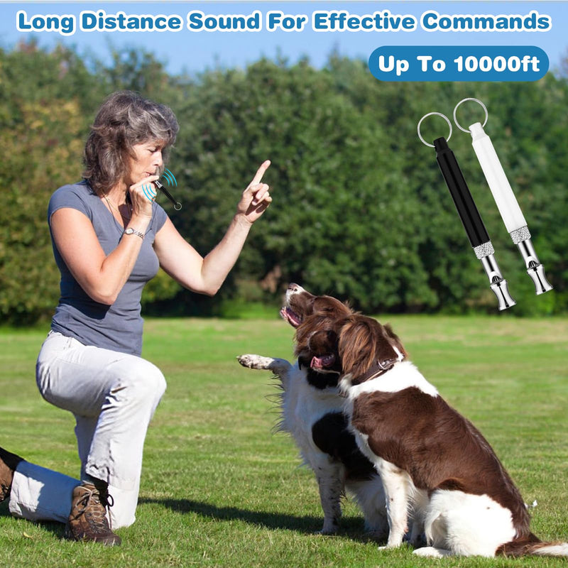 2 Pcs Dog Whistle to Stop Barking, Professional Dogs Training Whistle with Lanyard, Adjustable Ultrasonic Black and White Dog Training Tools to Stop Barking - PawsPlanet Australia