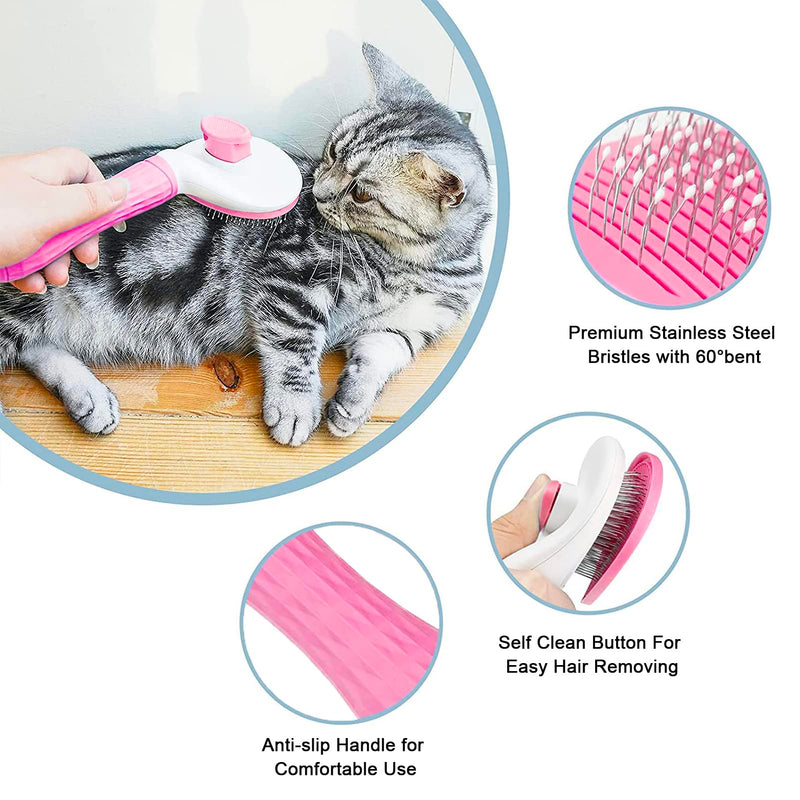 3 Piece Pet Grooming Kit – Self Cleaning Dog Brush, Professional Nail Clippers with Quick Sensor & Safety Lock, Plus Nail File – Ideal for Cats, Dogs, Puppies (Pink) Pink - PawsPlanet Australia