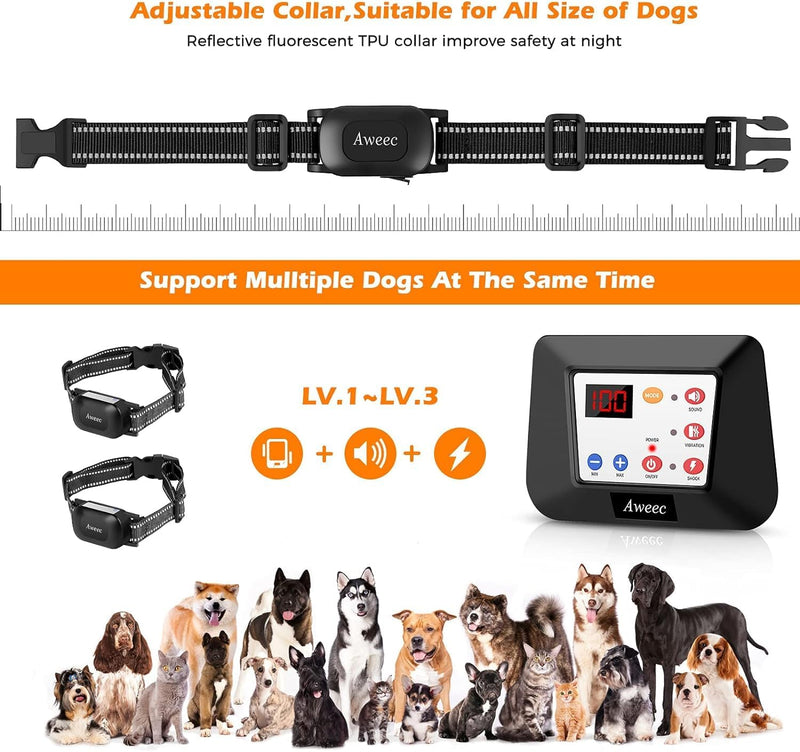 Wireless Dog Fence, 2025 Electric Fence for Dog & Training Collar with Remote, Wireless Dog Boundary Containment System, Adjustable & Rechargeable Collar for Medium,Large Extra Collar